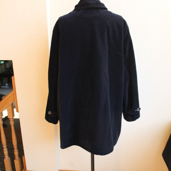 Vintage 80's Apriori Wool Blend Reversable Houndstooth Black Velvet DB Coat 12 - Picture 6 of 7